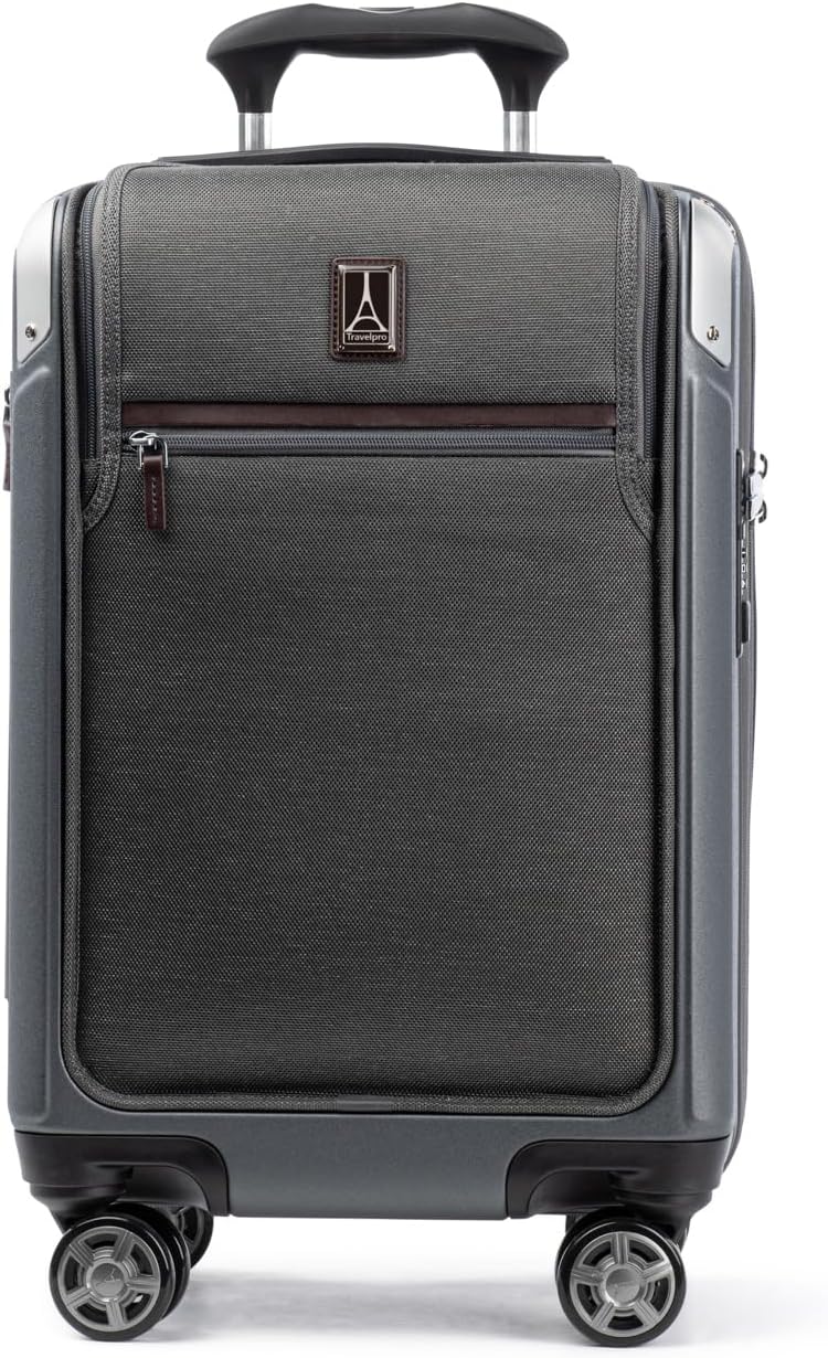 Travelpro Platinum Elite Hardside Expandable Carry on Luggage, 8 Wheel Spinner, TSA Lock, Hard Shell Polycarbonate Suitcase, Vintage Grey, Compact Carry on Laptop Pocket 20-Inch