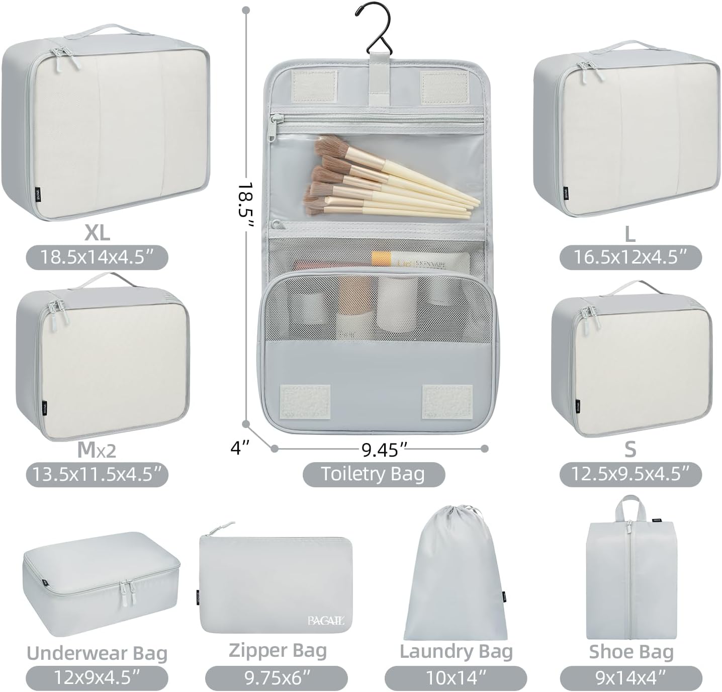 BAGAIL 6 Set/8 Set/10 Set Packing Cubes Various Sizes Packing Organizer for Travel Accessories Luggage Carry On Suitcase