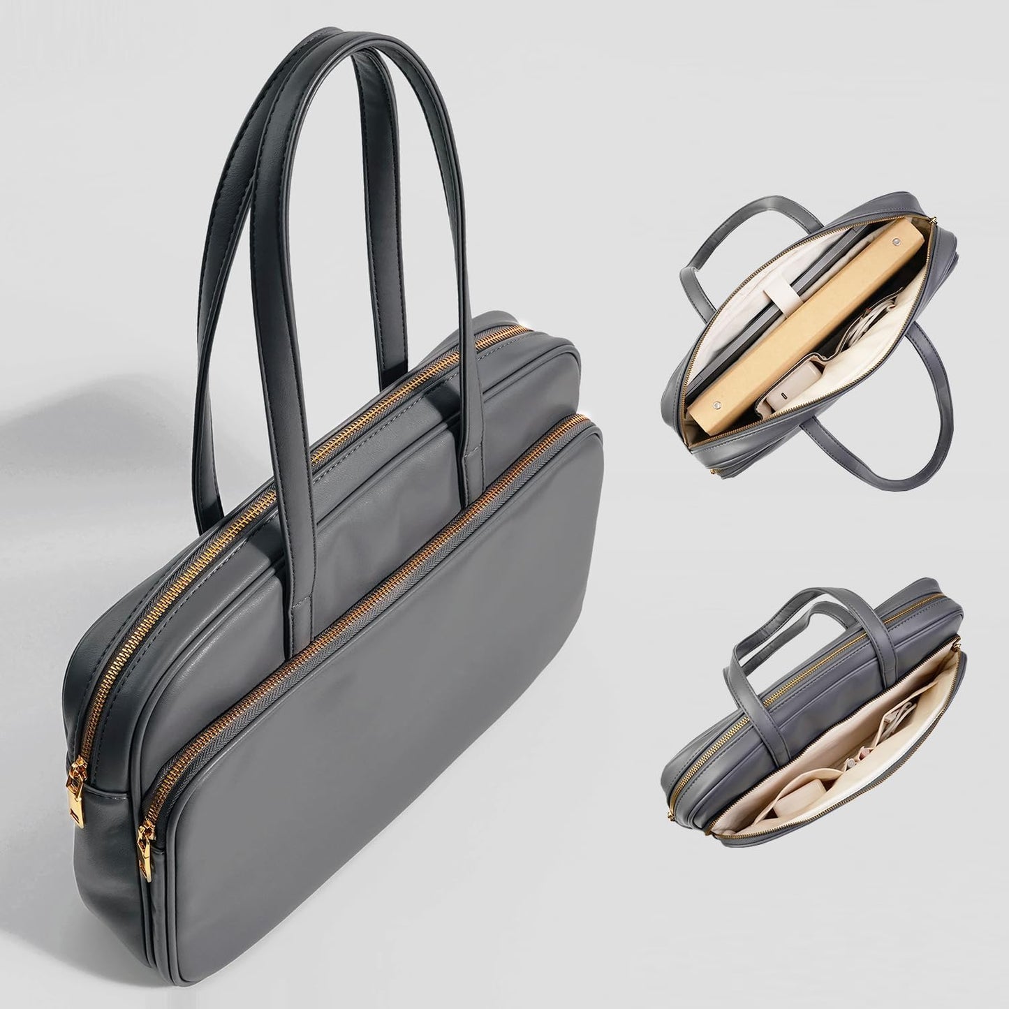 Laptop Tote for Men & Women 14Inch Computer Bags Briefcase Business Office Travel Work Handbag Carrying Bag with Large Front Pocket Color Grey