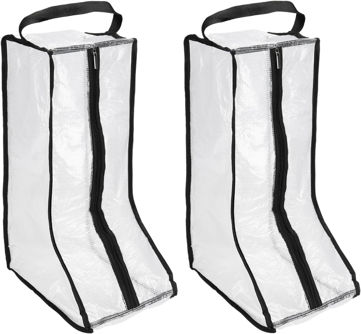 Boot Storage Bags [2PCS] - Plastic Tall Boot Carry Bags Clear Shoe Bags with Handle for Travel & Daily Use - [Black] Waterproof & DustProof Boot Bags for Cowboy Boots