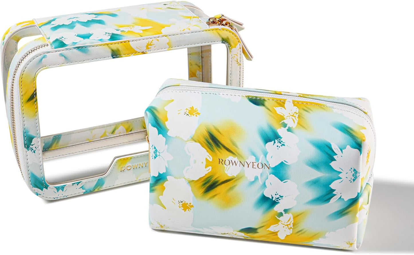 ROWNYEON Clear Makeup Case Toiletry Bag Multipurpose Travel Makeup Train Case Portable Cosmetic Organizer Transparent Storage Bag