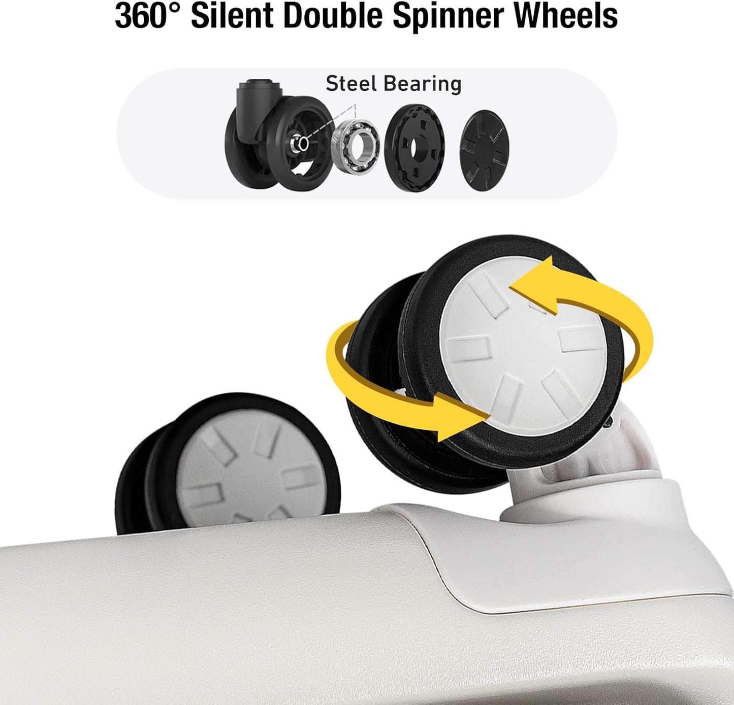 KYME 22-Inch Hardside Small Suitcase, 100% PC Hard Shell with Laptop Compartment, TSA Lock, Double Wheels for Men & Women, White