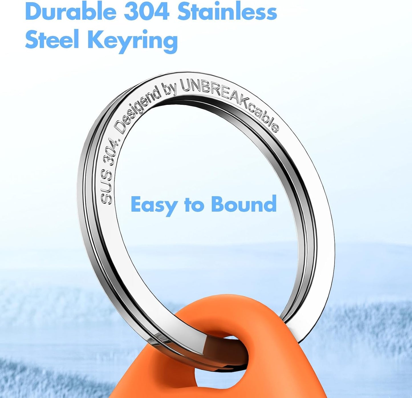 UNBREAKcable Holder for Apple AirTag - 4 Pack [Fit Tightly Design] [Easy to Install] [Hold Air Tag Securely] Waterproof TPU Shell Protective Case with All Metal Keychain Key Ring Clip