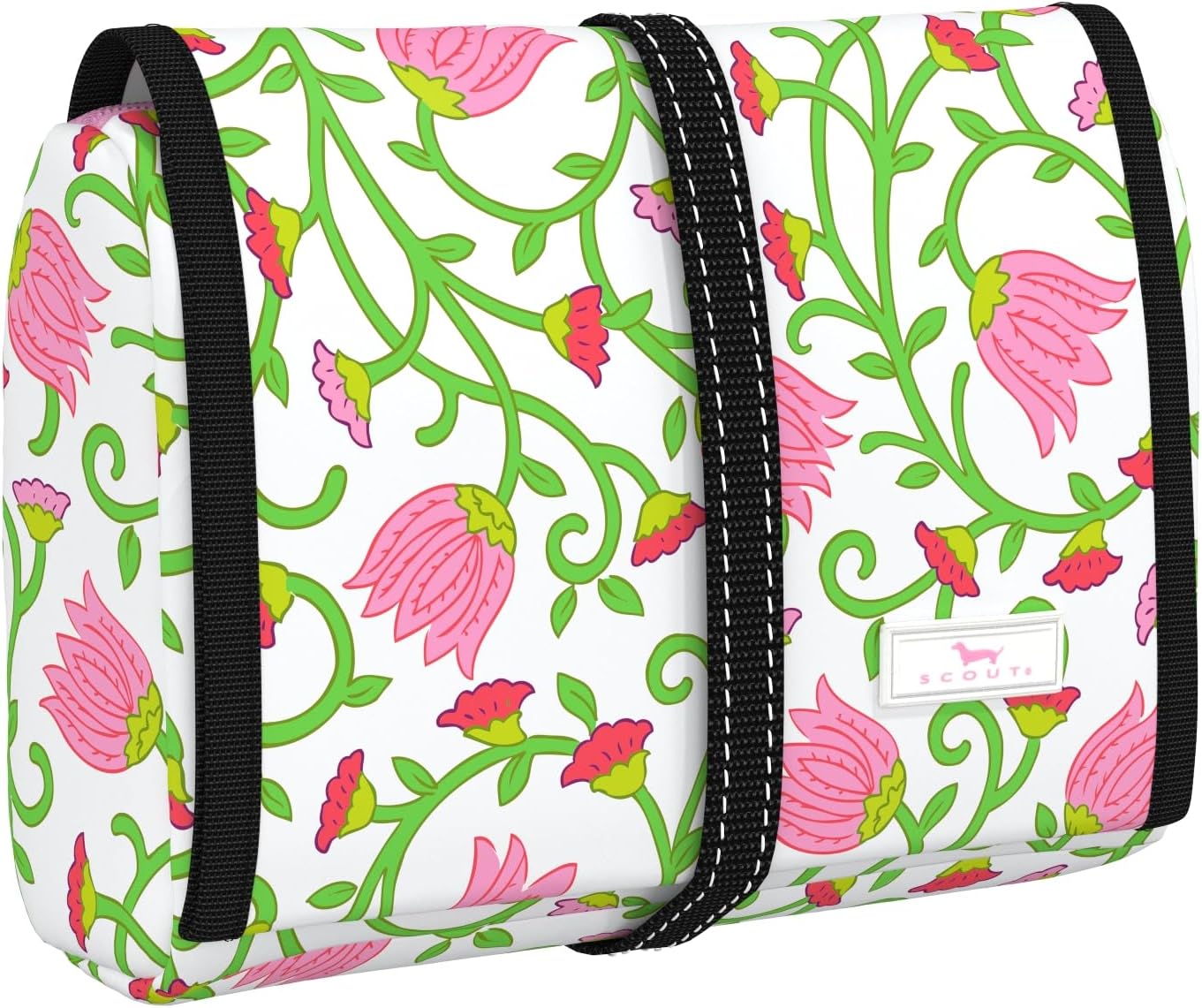 SCOUT Beauty Burrito Hanging Toiletry Bag - Cosmetic Organizer with 3 Compartments, Rolls Up to Pack, Hook for Hanging