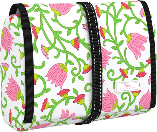 SCOUT Beauty Burrito Hanging Toiletry Bag - Cosmetic Organizer with 3 Compartments, Rolls Up to Pack, Hook for Hanging