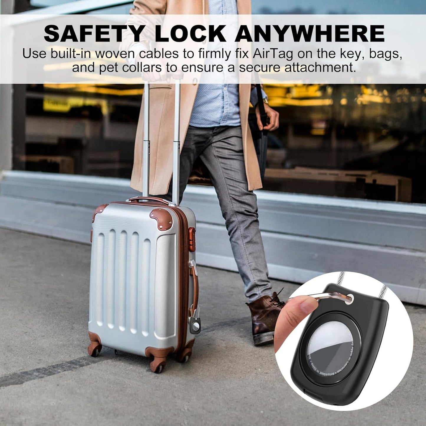 IPX8 Waterproof Airtag Holder Air Tag Case with Keychain, 4-Pack AirTags All-Round Protect Case for Apple Tag Tracker, Air Tags Holder for Luggage, Key, Pet, Backpack（4 Colors）