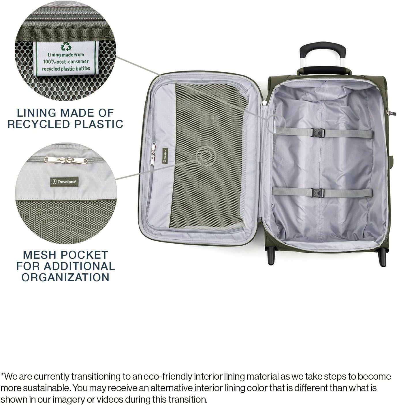 Travelpro Maxlite 5 Softside Expandable Upright 2 Wheel Checked Medium Luggage, Lightweight, 26-Inch — Slate Green