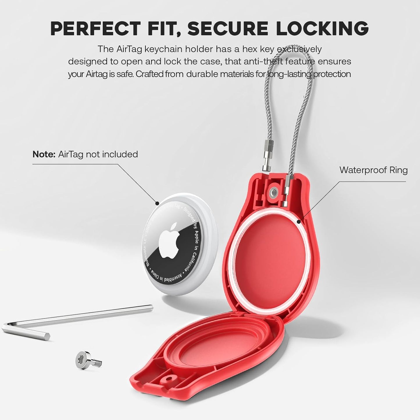 4 Pack Protect Case Compatible with Apple AirTag, Secure GPS Tracker Holder Waterproof with Wire Cable Shockproof & Anti-Theif Suitable for Keychain, Keys, Luggage, Bags and Kids Luggage (4 Pack)