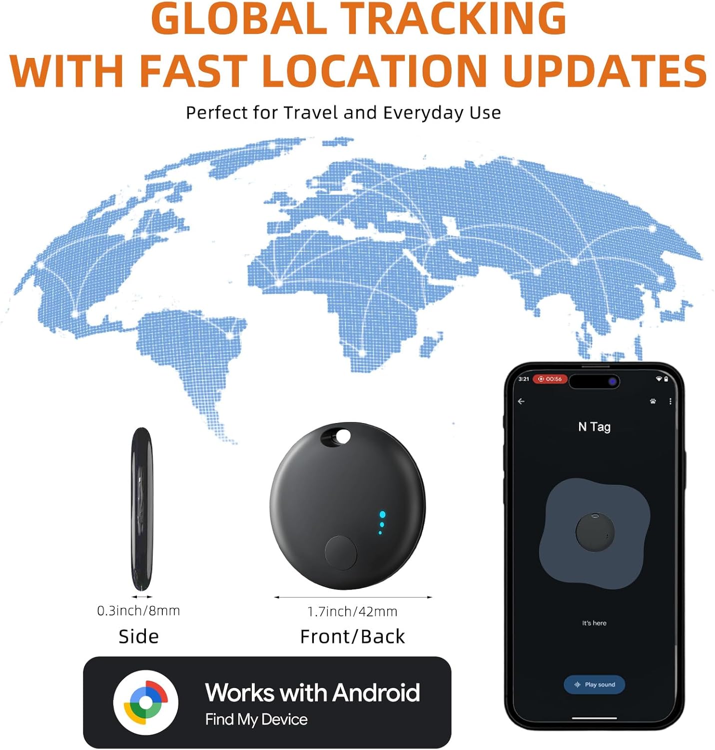 Air Tags for Android, Bluetooth Smart Tags for Android, Luggage Tracker Works with Google Find My Device App, Key Finders Item Locator for Keys, Wallets, Suitcases, Replaceable Battery, 4 Pack