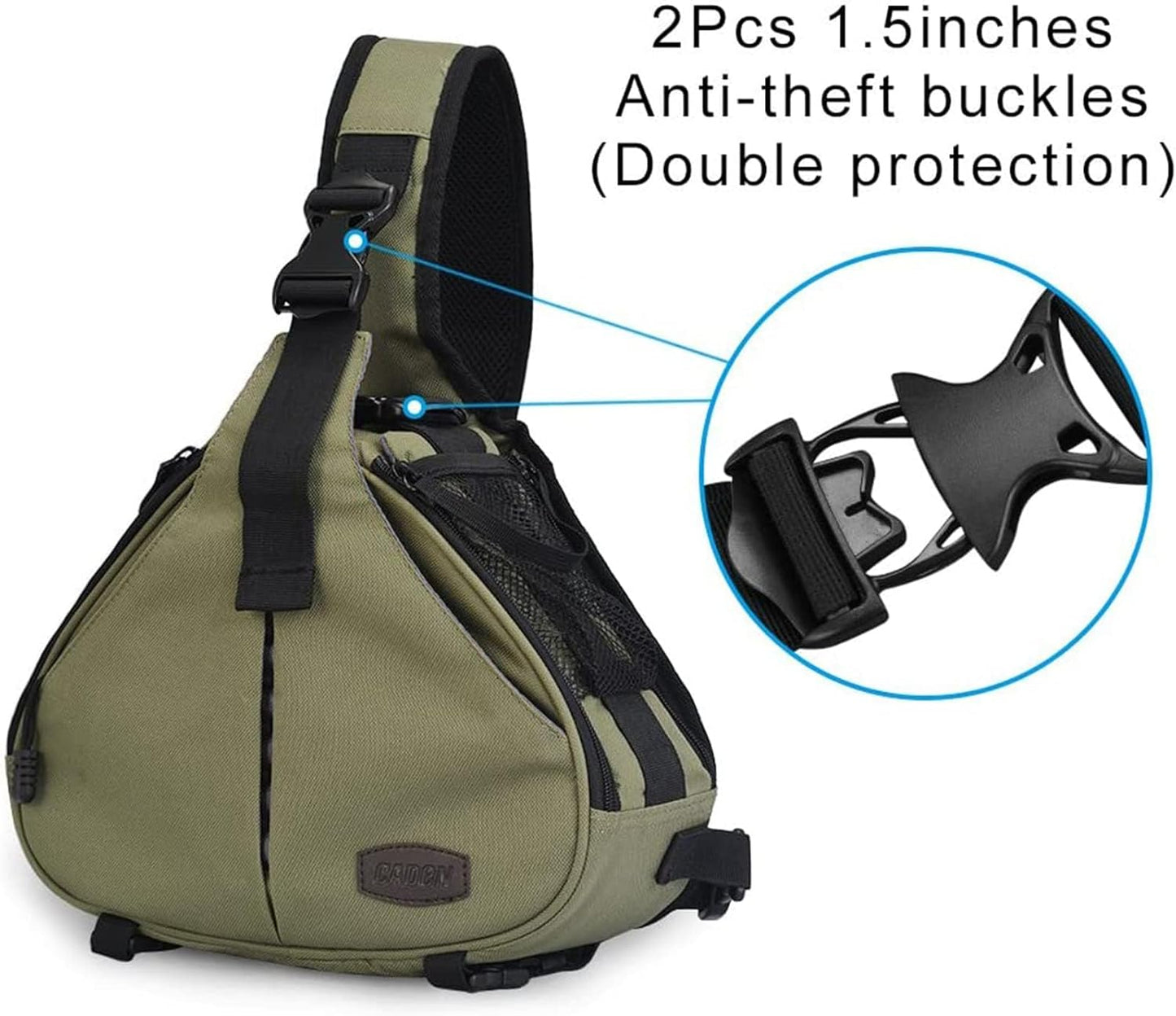 CADeN Camera Bag Sling Backpack Camera Case Waterproof with Rain Cover Tripod Holder, Compatible for DSLR/SLR Mirrorless Cameras (Canon Nikon Sony Pentax) and Accessories Green