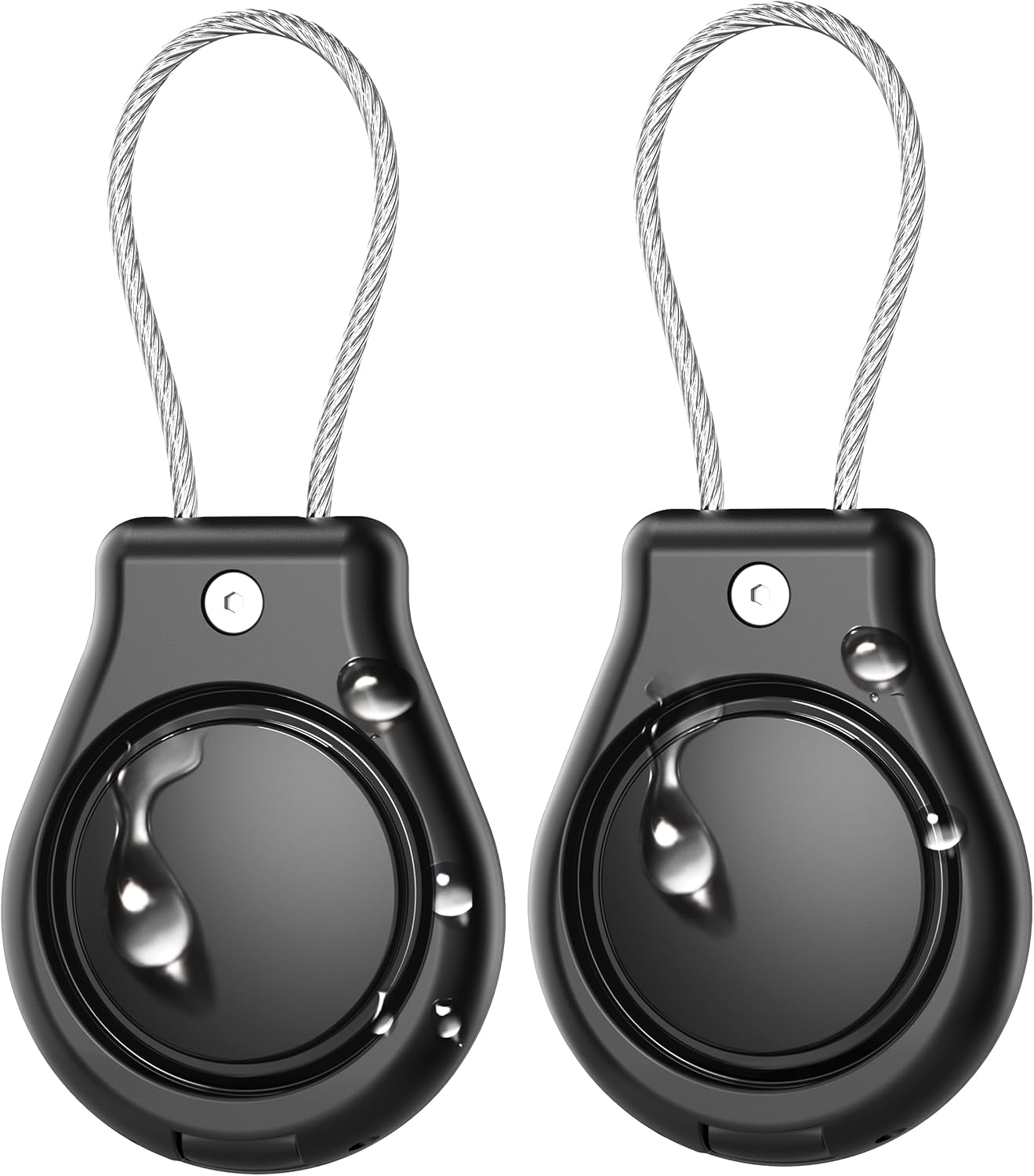 DDJ IPX8 Waterproof for Air Tag Lock Case with Wire Cable, Airtag Keychain Holder [2 Pack], Ultra Durable Anti-Lost Protective Case for Apple Airtags with Keyring for Luggage, Key, Backpack, Pet