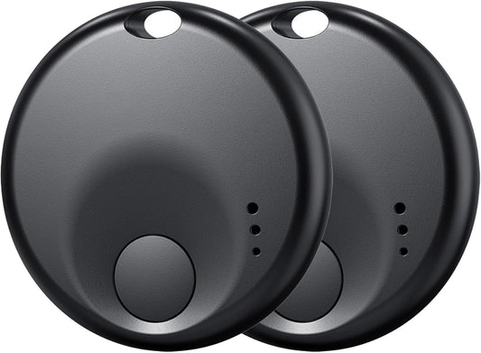 Premium Tracker Tag - Smart Bluetooth Tracker, Works with Apple Find My APP (iOS Only, Not for Android), Smart Tag Keys Finder & Item Locator for Keys, Luggage, Pets & Wallet (2 Pack Black)