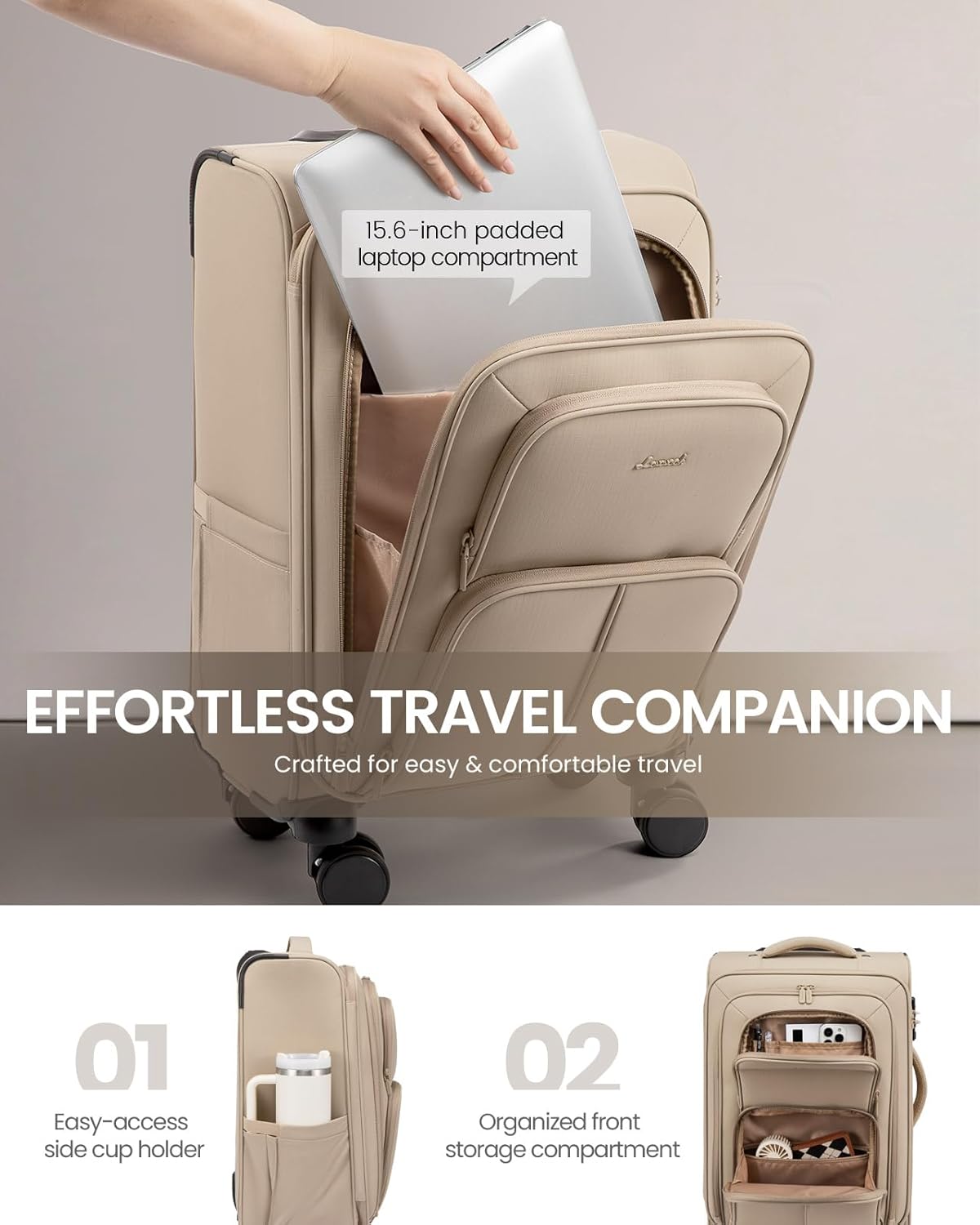 LOVEVOOK Carry On Luggage 22x14x9 Airline Approved, 22 Inch Softside Suitcases with Spinner Wheels, Lightweight Carry-on Suitcase with TSA Lock for Women Men, Large Luggage for Travel Business Trip