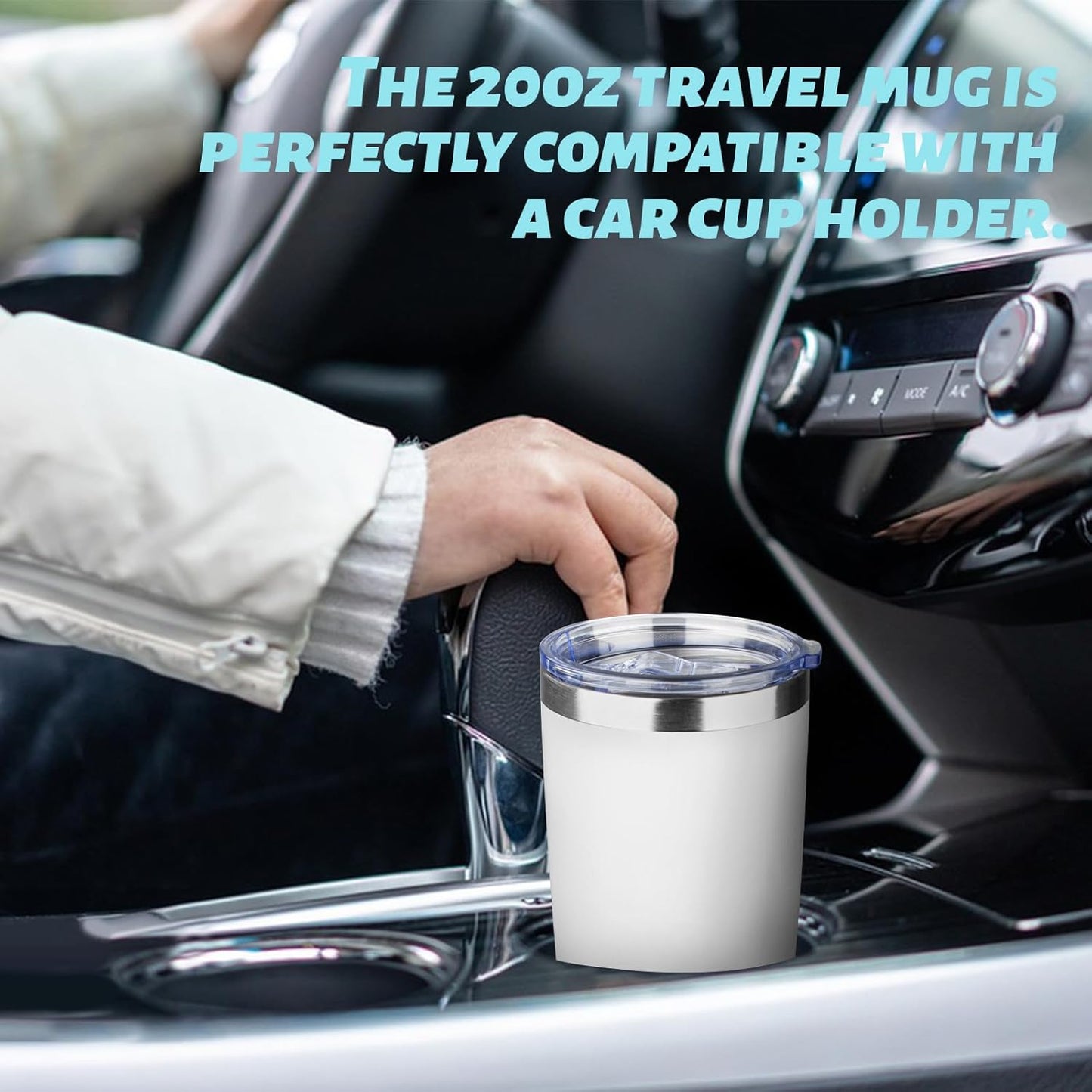 20oz Tumbler with Straw and Brush, Stainless Steel Vacuum Insulated tumbler, Double Wall Insulated Coffee Tumbler for Outdoor, Home, Travel,Office (White,4pcs)