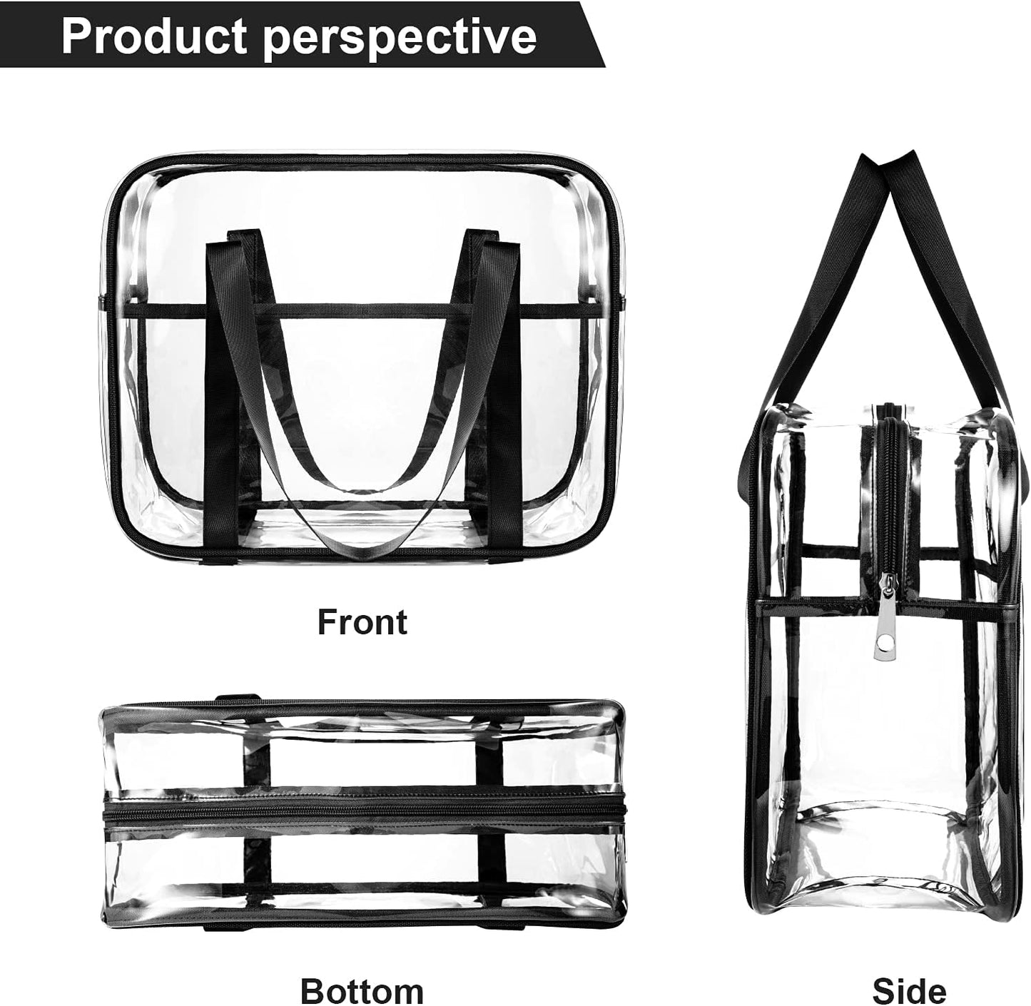 Clear Toiletry Bag Thick Transparent Cosmetic Bag Waterproof Makeup Artist Large Bag Diaper Case Luggage Organizer Storage Easy Clean Large