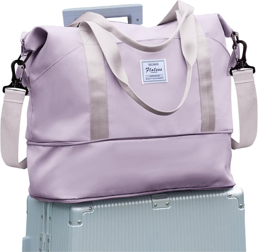 Travel Duffel Bag, Sports Tote Gym Bag, Shoulder Weekender Overnight Bag for Women