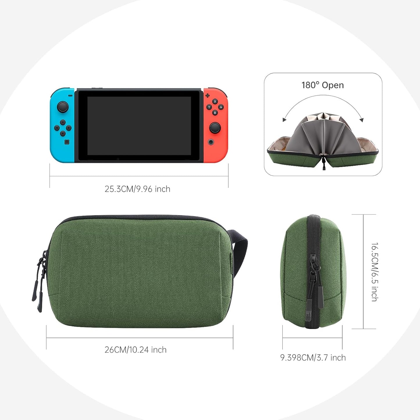 Electronic Organizer Travel Case Bag for Cables, Switch, SD card, Passport and More – Ultimate Protection & Portability Waterproof (Green)