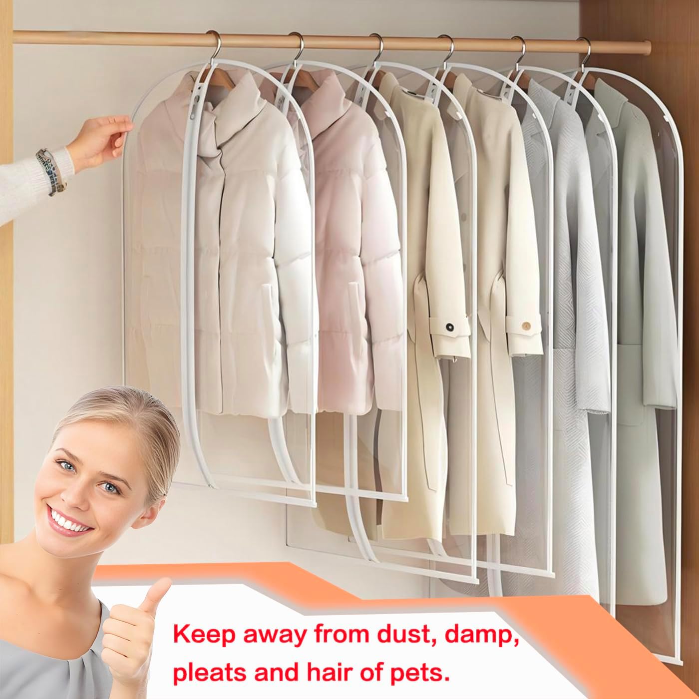 Garment Bags for Hanging Clothes (Set of 12) Suit Bags for Closet Storage Clothes Storage Bag Plastic Bag with Zipper for Suit, Sweaters Travel Laundry Wardrobe Closet Garment Dust Cover Bags