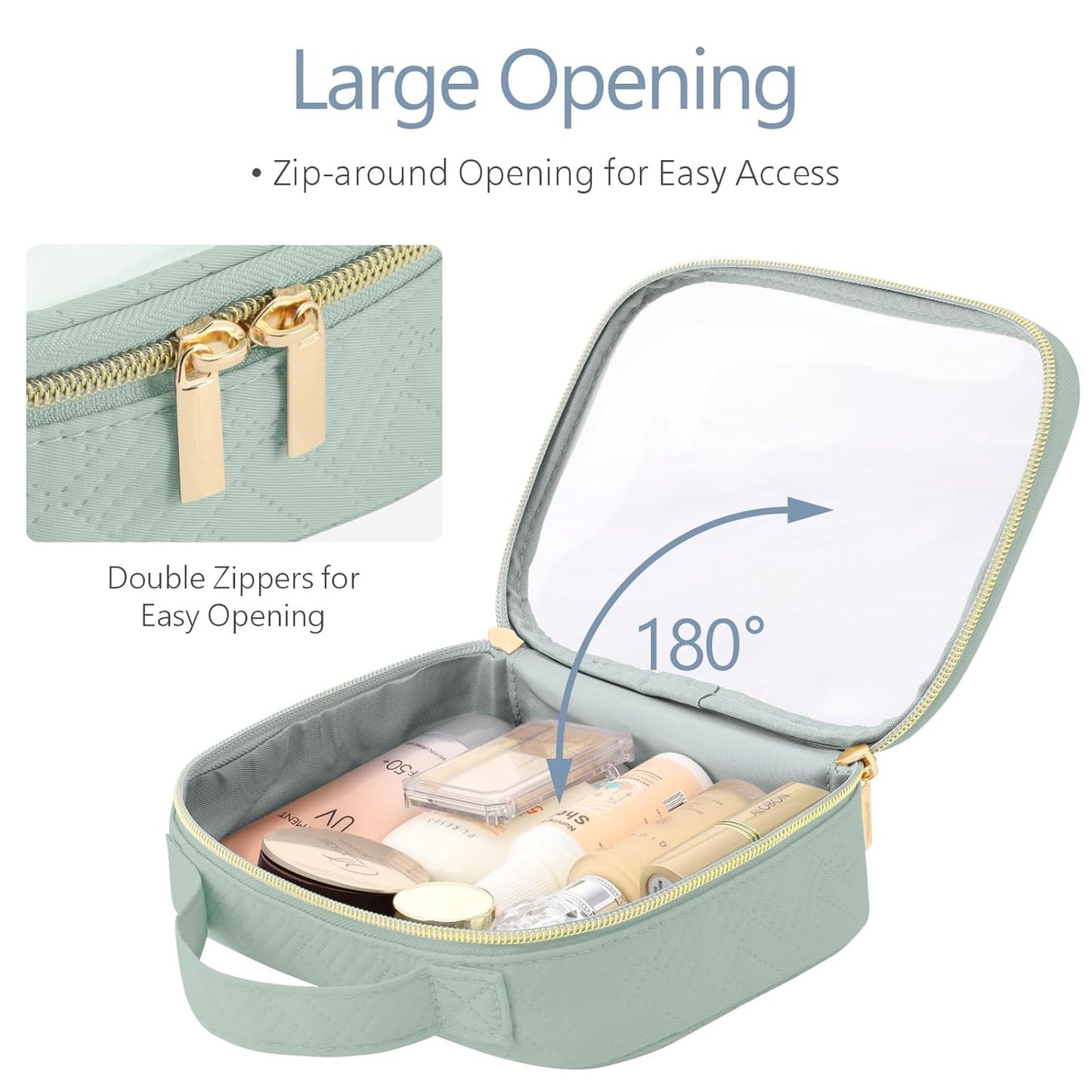 PACKISM TSA Approved Toiletry Bag, 2 Pack Clear Makeup Bags with Handle Large Opening, Clear Toiletry Bag Fit Carry-on Travel Essential, Travel Bags for Toiletries, Laurel Green