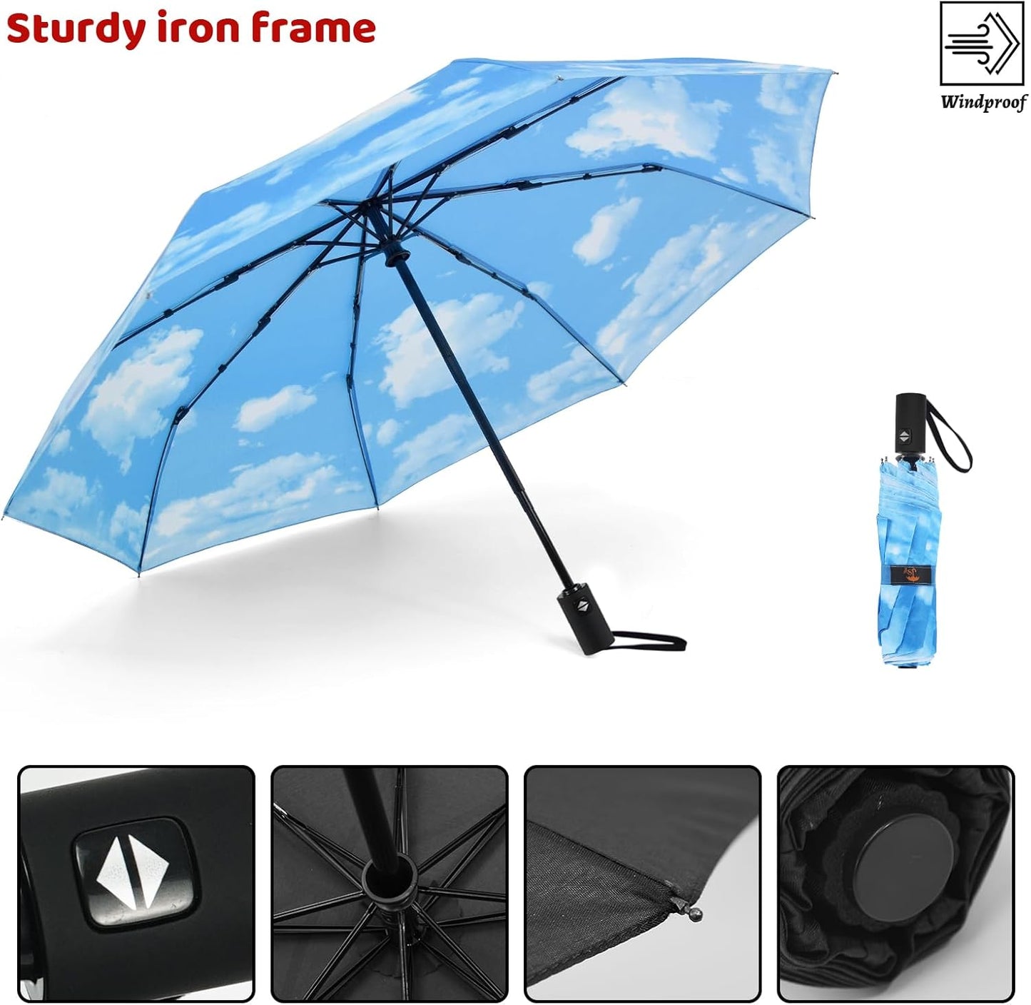 SY COMPACT Umbrella Automatic Travel Waterproof Light Folding Umbrellas Easy Carry for Women and Men