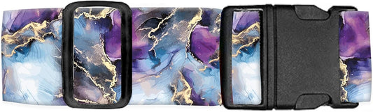 Luggage Straps for Suitcases Travel Belt Accessories, Cute Suitcase Strap, Adjustable Luggage Belt Strap, Heavy Duty with Quick-Release Buckle Luggage Strap Luxury Purple Marble