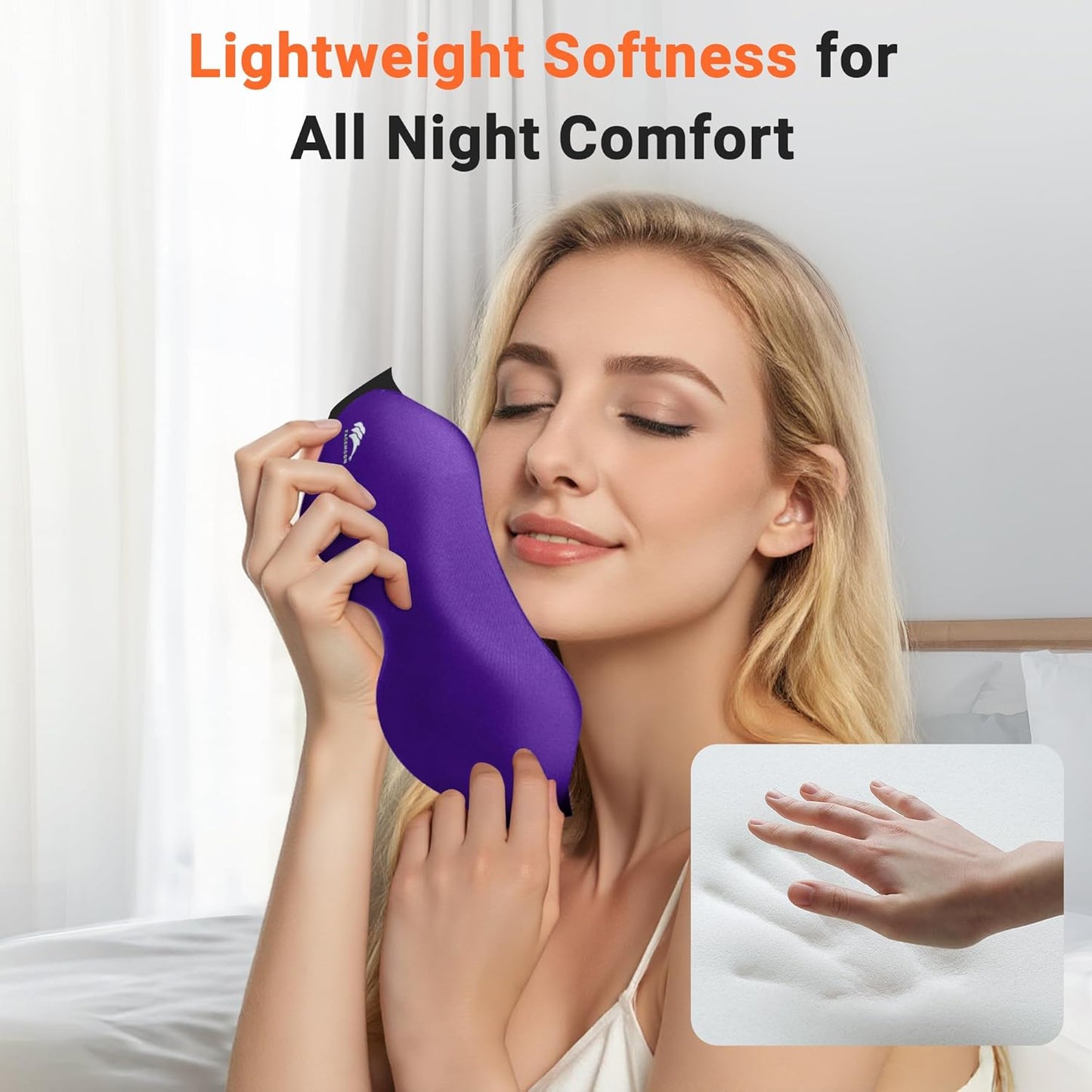 100% Blackout Eye Masks for Sleep: 3D Contoured Zero Eye Pressure Sleeping Mask for Lash Extensions - Great for All Sleep Positions - Perfect for Men Women Airplane Travel Essentials (Purple)