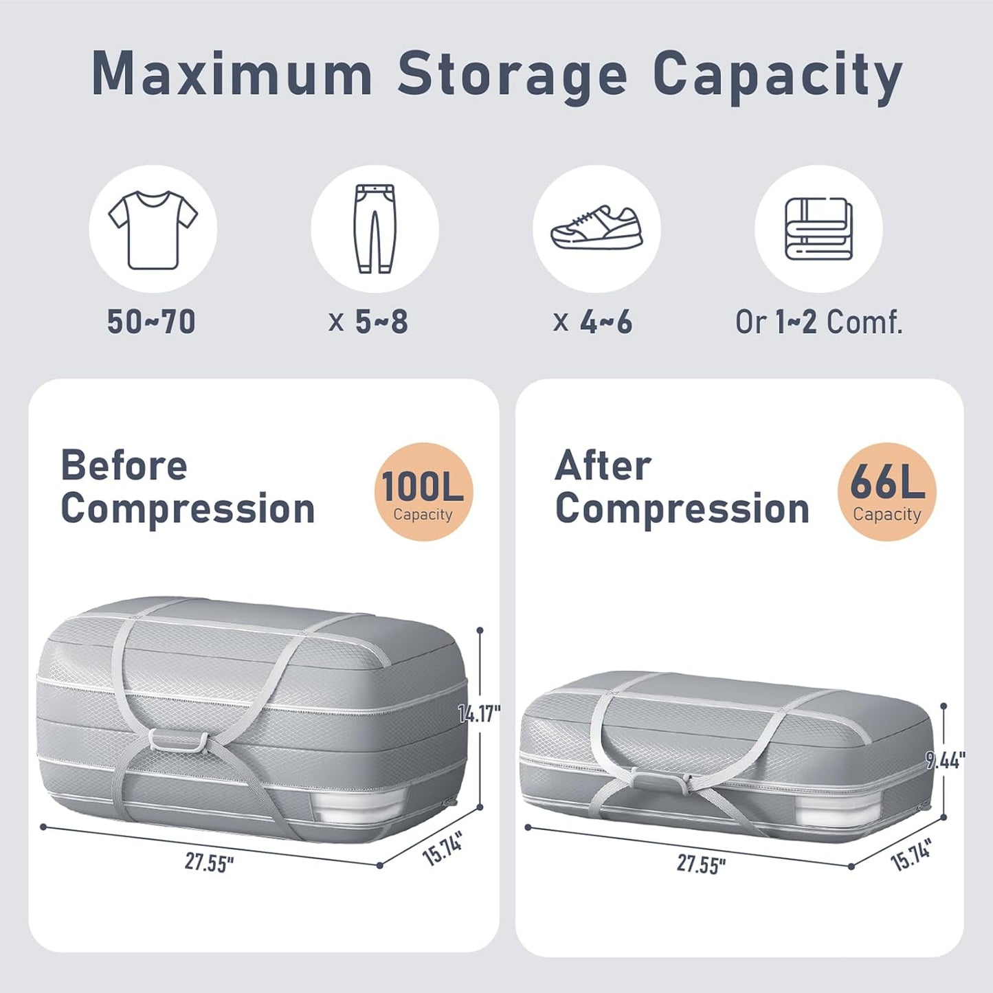 DIMJ Compression Moving Bags - Extra Large Heavy Duty Comforter Storage Bag with Window, Packing Totes With Strong Handles & Zipper, Space Saving Box Containers For Blanket, Clothes, Bedding, 2 Pack