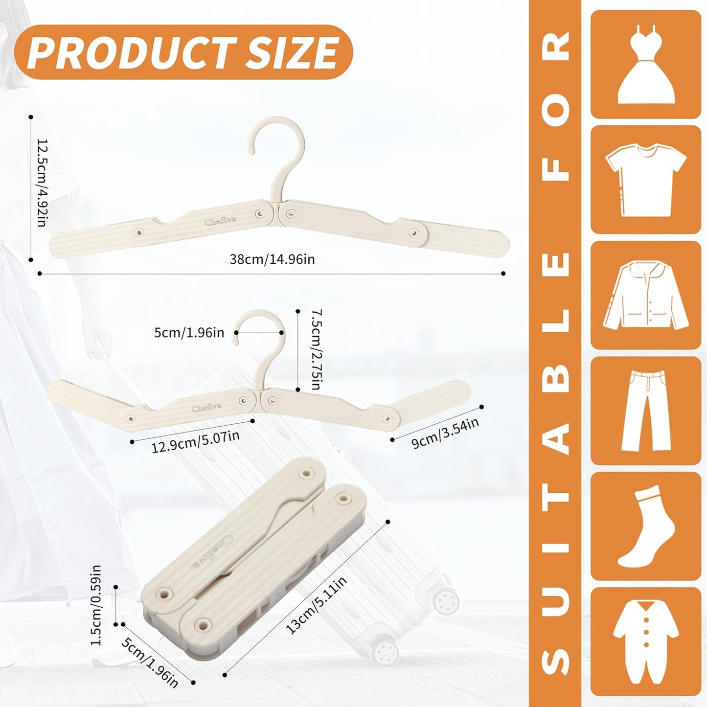 Foldable Travel Hangers, 4 Pack Space-Saving ABS for Cruise RV Travel Essentials