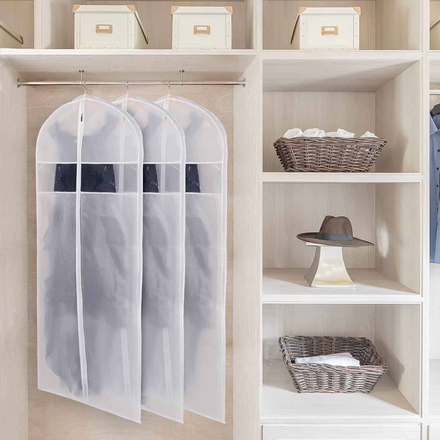 Zilink Dress Garment Bags for Storage 72-inch with Clear Window and 3" Gusset Dress Cover Bag for Long Evening Dresses,Fur Coat, Long Dress Gown Closet Storage