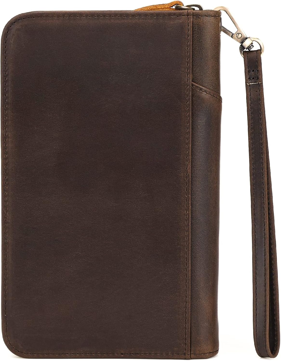 Polare Full Grain Leather Passport Holder With YKK Zipper RFID Blocking Travel Document Organizer Ticket Holder Cover Case Holds 2 Passports (Dark Brown)