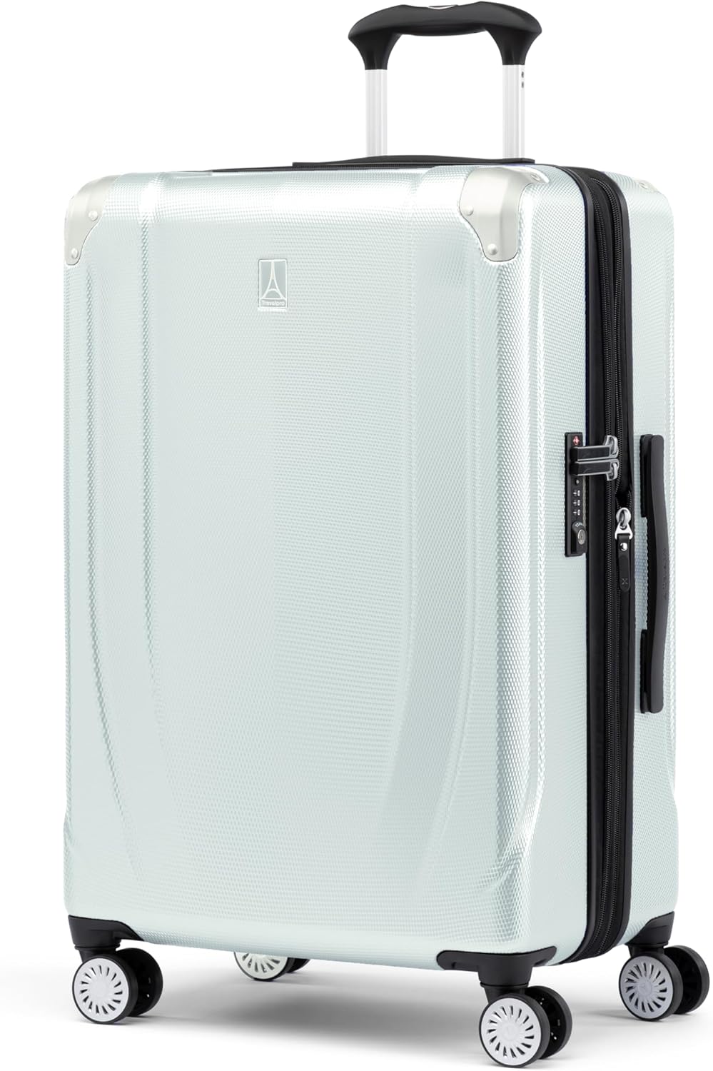 Travelpro Pathways 3 Hardside Expandable Luggage, 8 Spinner Wheels, Lightweight Hard Shell Suitcase, Cloud Grey, Checked Medium 25 Inch