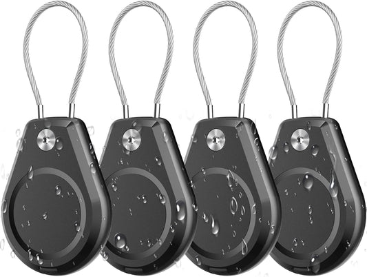 4 Pack Waterproof Secure Holder for AirTag Accessories, Anti-Theft Track Case with Steel Cable, Ultra Durable Scratch-Resistant Cover -Compatible with Apple AirTag for Keychain,Car,Bike,Luggage, Pet