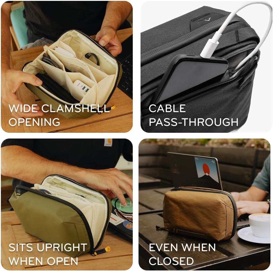 Peak Design Tech Pouch, Eclipse, Electronics Organizer for Travel or Everyday Carry, Origami-Style Storage, Cable Pass-Through, Weatherproof Recycled Nylon, Gear Carry Bag for Men and Women