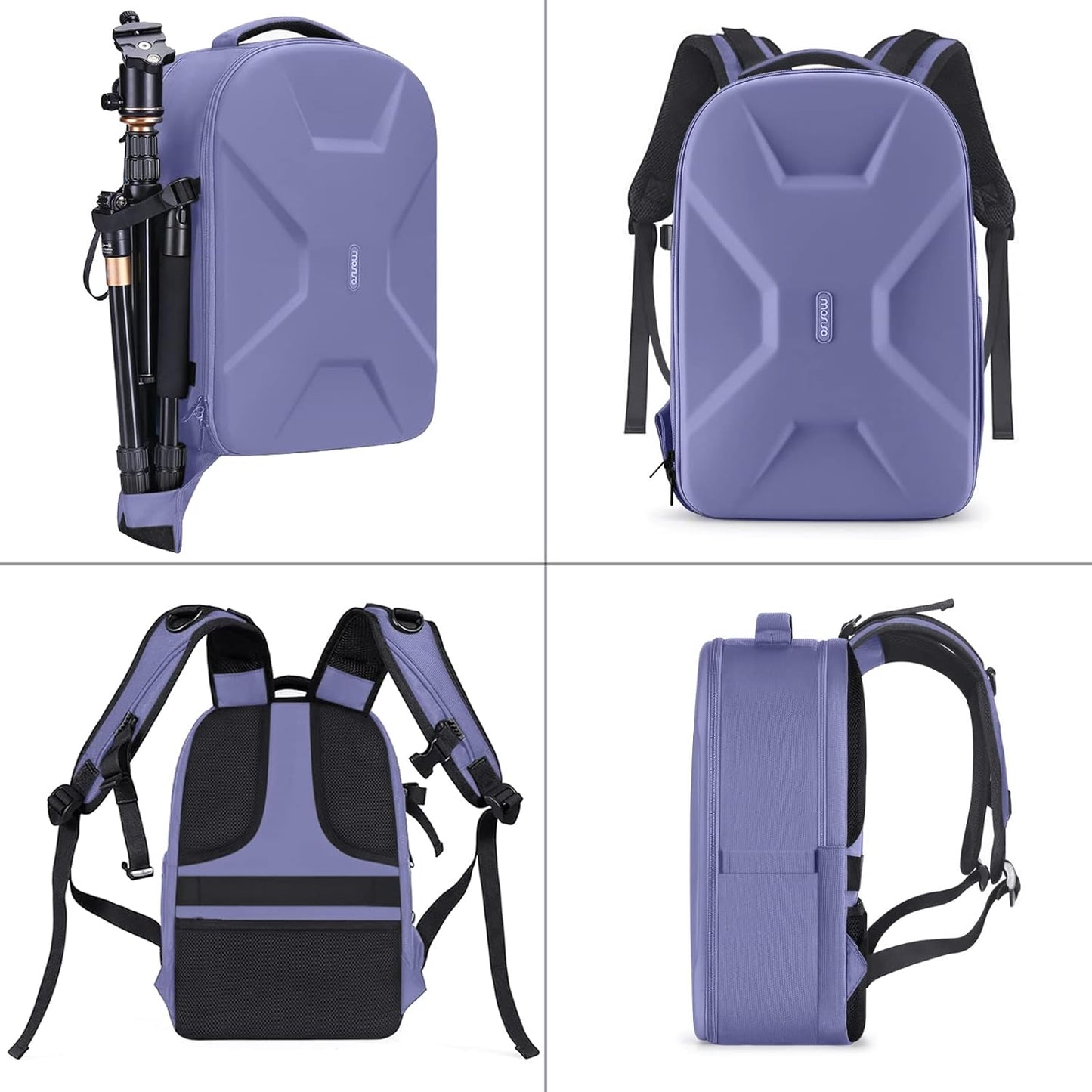 MOSISO Camera Backpack, DSLR/SLR/Mirrorless Photography Camera Bag 15-16 inch Waterproof Hardshell Case with Tripod Holder&Laptop Compartment Compatible with Canon/Nikon/Sony, Lavender Gray