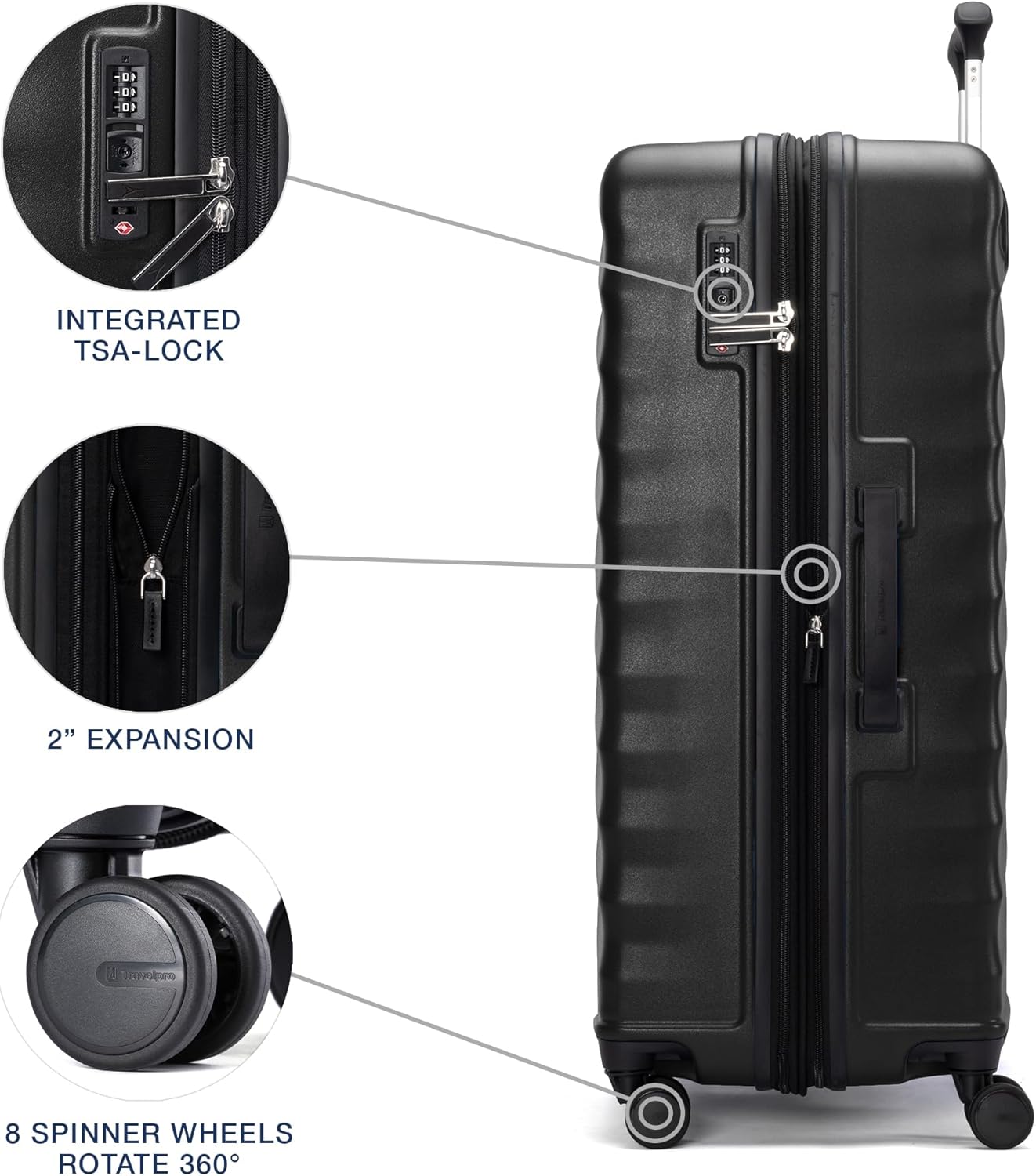 Travelpro Maxlite Air V2 Hardside Expandable Checked Luggage, 8 Spinner Wheels, Lightweight Hard Shell Suitcase, TSA lock, Black, Checked Large 28-Inch