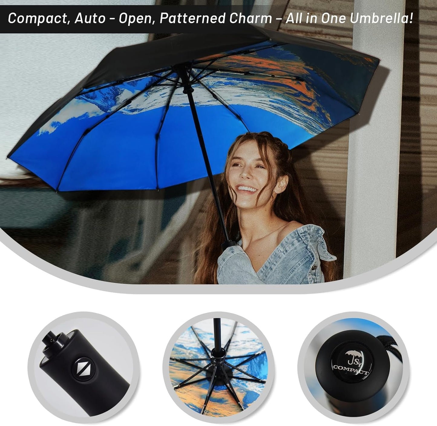 SY COMPACT Travel Umbrella Windproof Automatic Umbrellas Small Compact UV Sun Protection Factory Outlet Umbrella