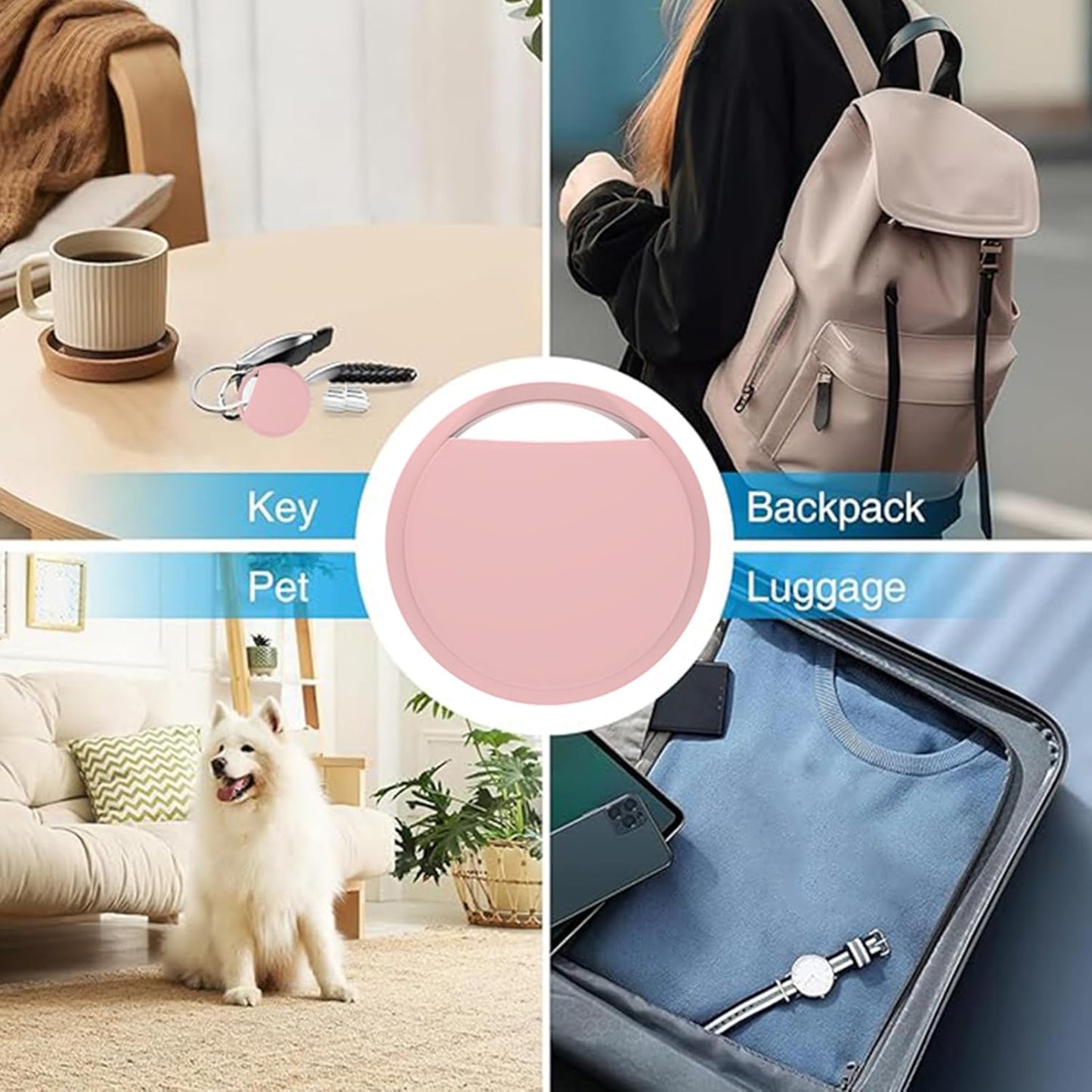 Air Tracker Tags 4 Pack Smart Tag Bluetooth Trackers Work with Apple Find My (iOS Only), Lightweight Tag Prevent Loss of Luggage Wallets Keys Bags,Replaceable Battery,IP67 Waterproof