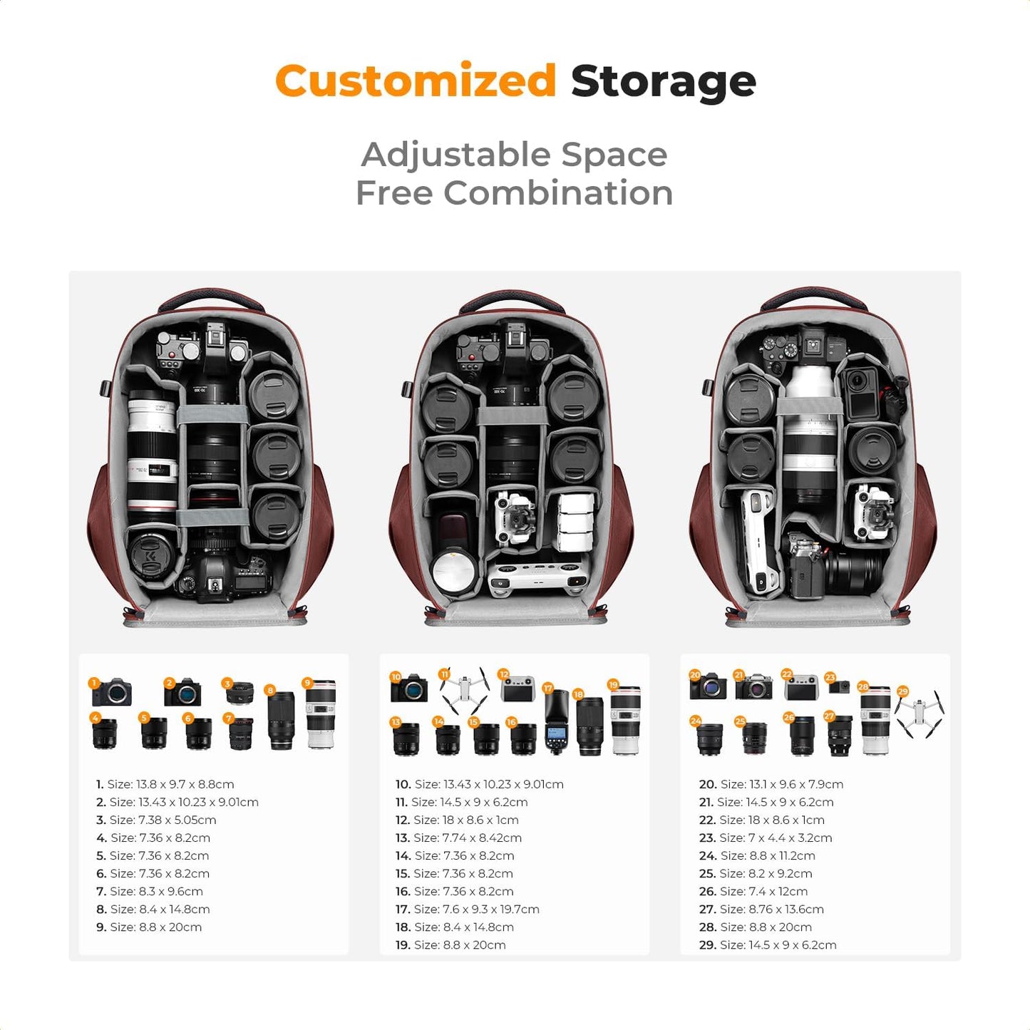 K&F Concept Camera Backpack,Hardshell Photography DSLR Camera Bag with 15-15.6 Inch Laptop Compartment Waterproof Hard Shell Camera Case Compatible with Canon/Nikon/Sony/DJI Mavic Drone