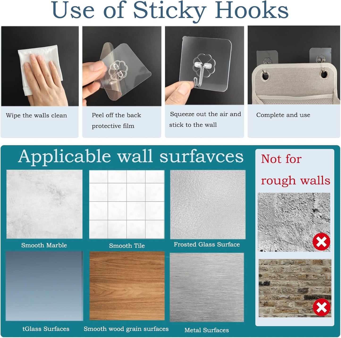 2pcs Wall Hanging Storage Bag,Wall Hanging Organizer Bags with Pockets, Wall Organizer Storage for Dormitory Bathroom Bedroom Kitchen(Black)