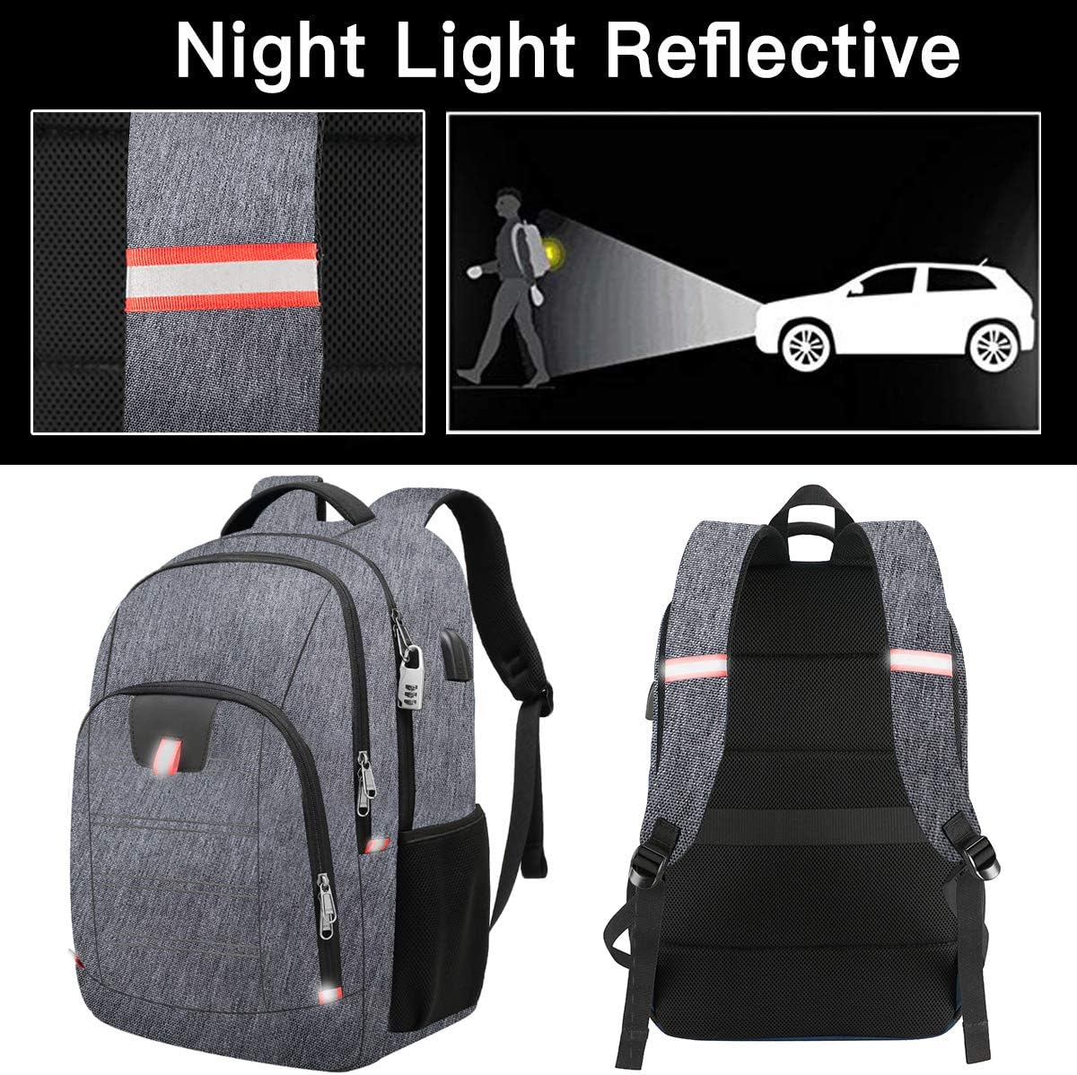 Laptop Backpack for Men, Large Anti-Theft Business Travel Backpack with USB Charging Port, Water Resistant College School Computer Bag for Men/Women for 17 Inch Laptop and Notebook