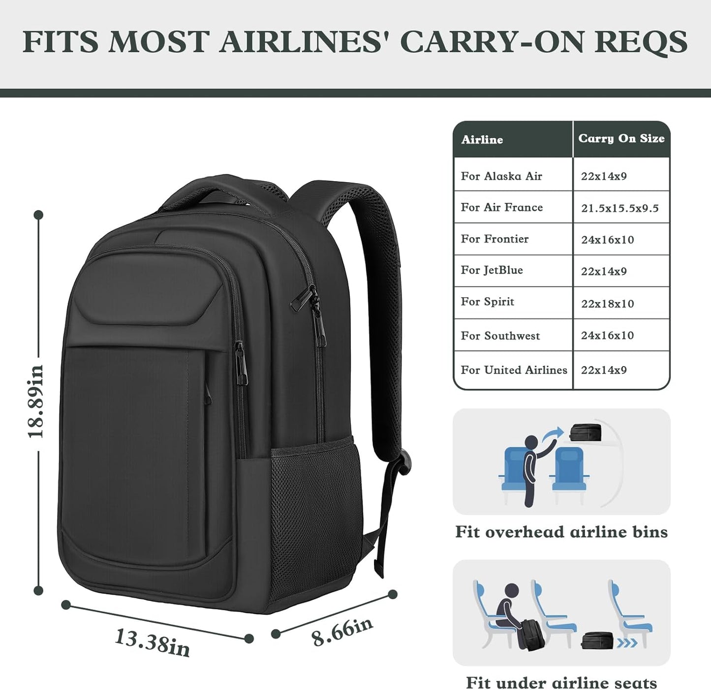 Laptop Backpack,Travel Backpack For Men Women,17 Inch Extra Large Laptop Bag Airline Approved for Business Work College School Backpack, Travel Daypack Bag Gifts for Men Women, Black