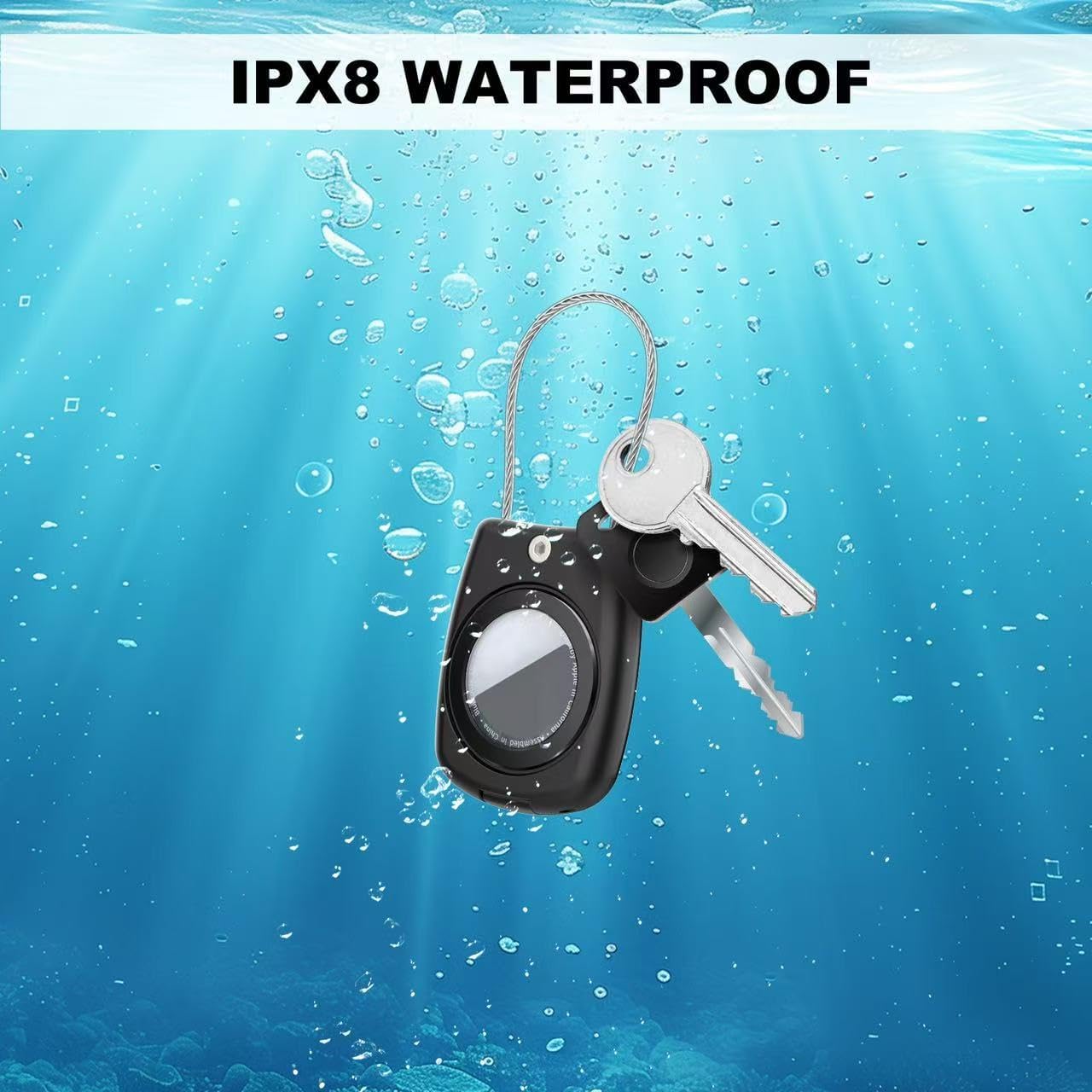 IPX8 Waterproof Airtag Holder Air Tag Case with Keychain, 4-Pack AirTags All-Round Protect Case for Apple Tag Tracker, Air Tags Holder for Luggage, Key, Pet, Backpack（4 Colors）