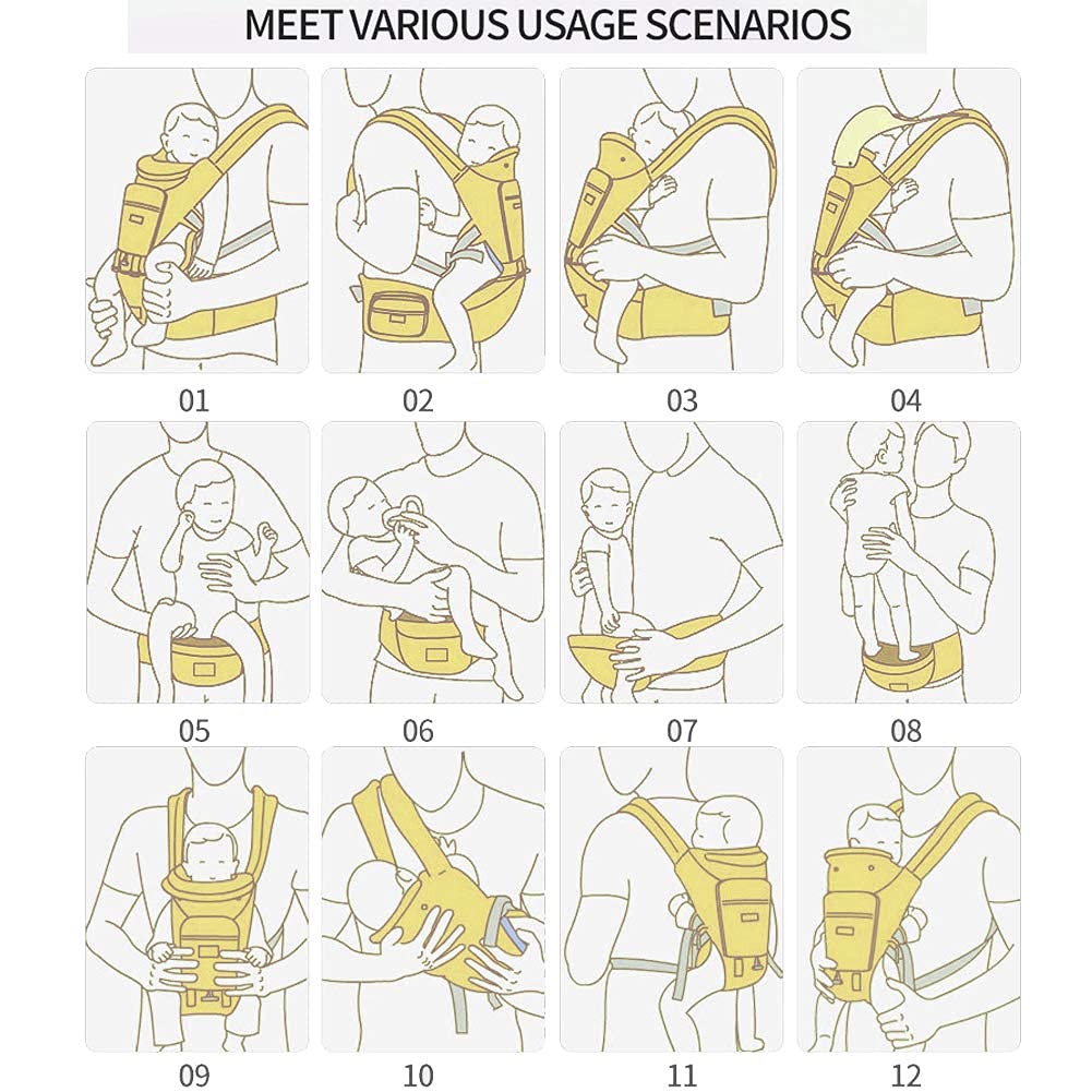 Baby Carrier, 6-in-1 Newborn to Toddler, Carrier with Hip Seat Lumbar Support 7-41 lbs, Adjustable Baby Holder Carrier for All Seasons & Positions