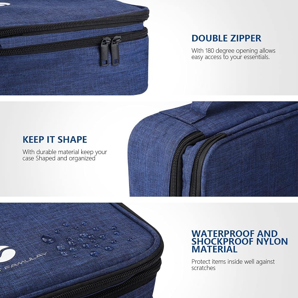 ORIENT FAMULAY Travel Electronics Organizer, Waterproof Cable Organizer Bag for Electronic Accessories Double Layer Large Shockproof Cable Storage Bag for Cord, Power Bank, Tablet(Up to iPad 11 inch) - Royal Blue