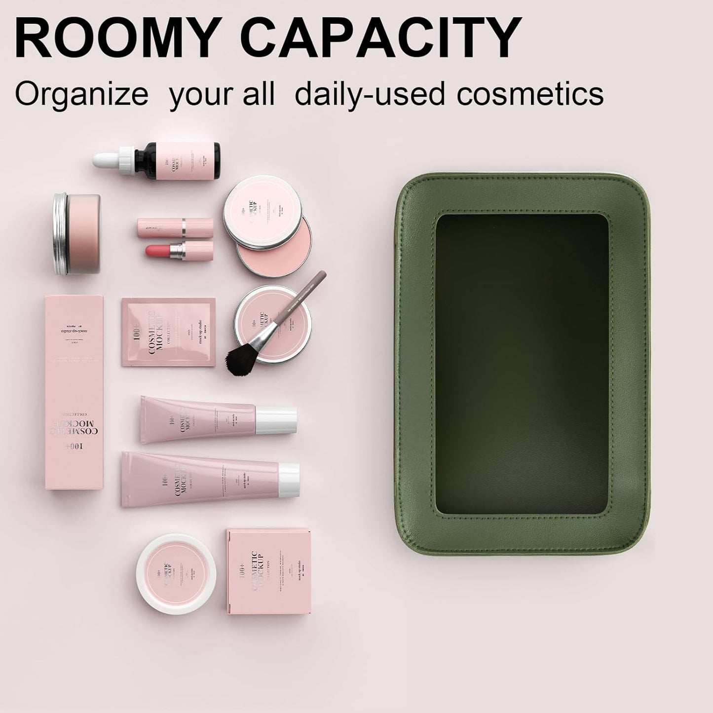 LETGO Clear Makeup Bags, TSA Approved Toiletry Bag with Zipper, Clear Makeup Organizer Fit Carry-on Travel Essentials,Clear Cosmetic Bags for Women Men (C-Green)