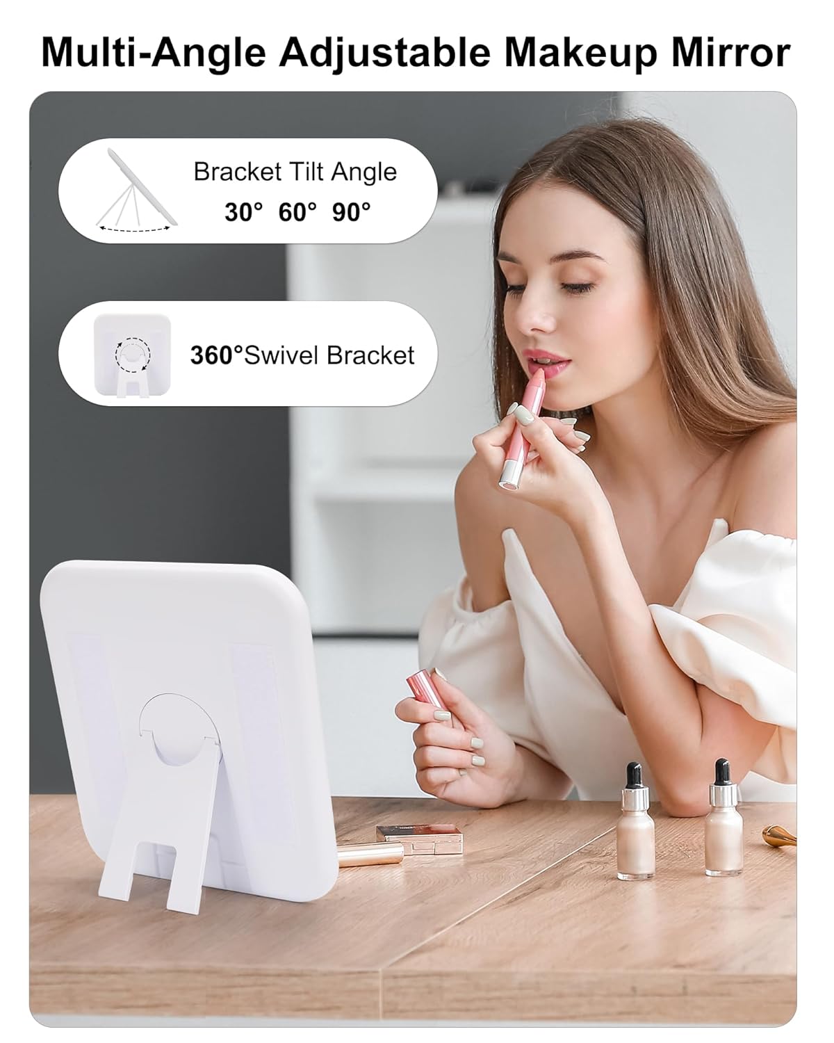 Relavel Travel Makeup Bag with LED Mirror, Portable Cosmetic Train Case with 3 Color Lighted Brightness Mirror, Makeup Artist Organizer Storage with Adjustable Dividers Make Up Box - Blue Flower