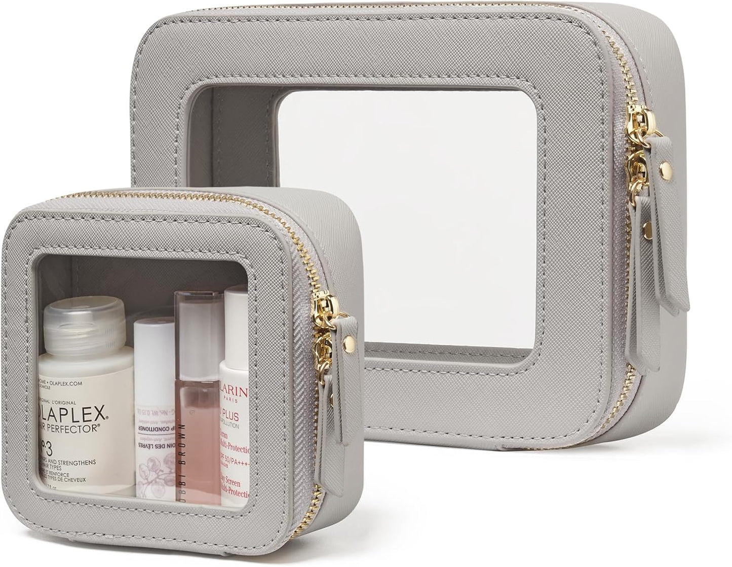 Popvibe Clear Makeup Bag Travel Cosmetic Case Transparent Toiletry Bag with Zipper, Portable Make Up Organizer Traveling Compact Car Bag for Essentials