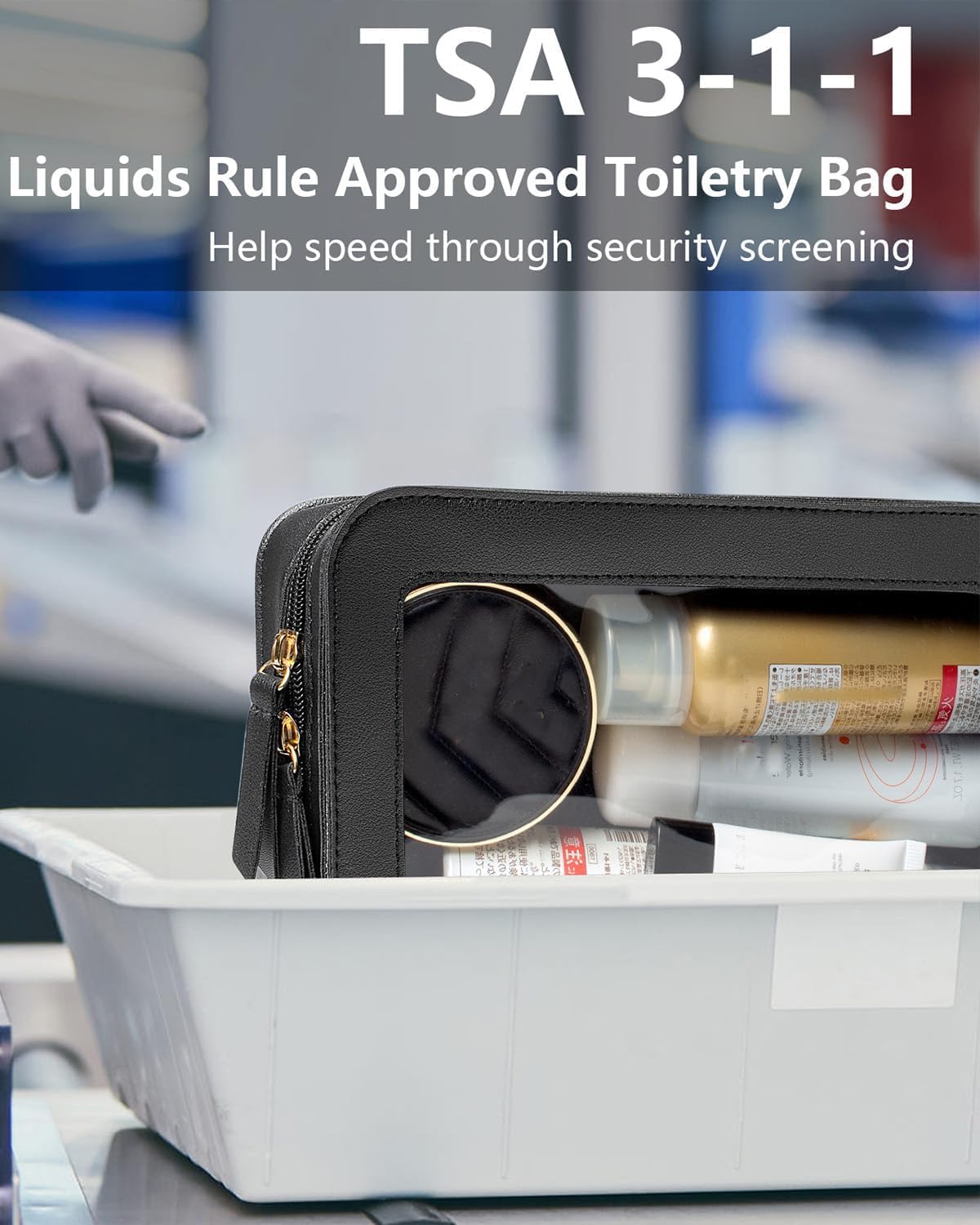 2 Pcs Clear Makup Bag Set, Clear Cosmetic Bags with Zipper Waterproof Small Travel Cosmetic Case Cute Make Up Pouch Mini Car Essentials for Women Travel Car Organizer (Black Set)