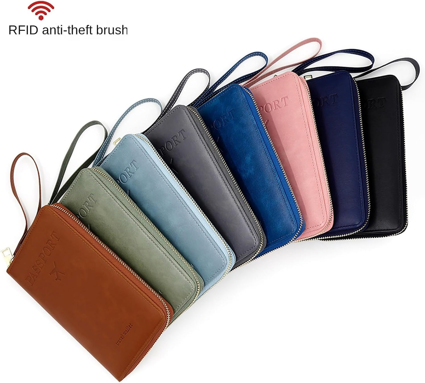 Rowgins Rfid Blocking Passport Holder Wallet, Rowgins Rfid Passport Holder with Zipper, PU Leather PassportHolder for Travel (GREEN)