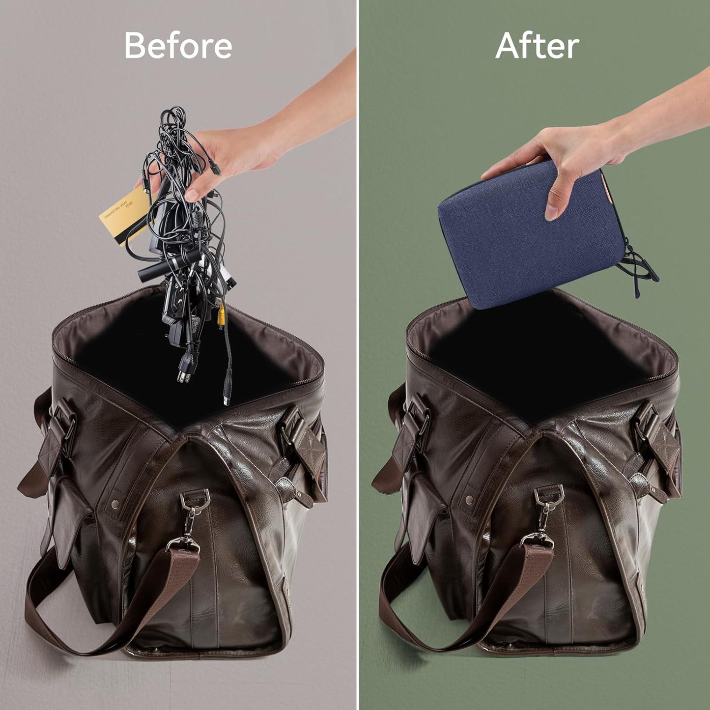 Electronics Organizer Cord Organizer Travel, Small Tech Bag for Cords, Chargers, Power Bank, Earbuds – Portable Cable Pouch for Office, Business Trip, Commute – Water & Scratch-Resistant